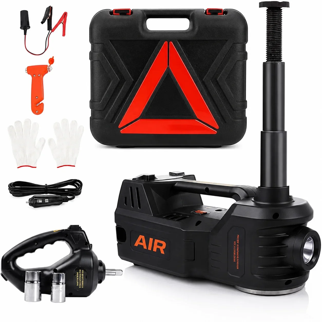 KIT MACACO HIDRÁULICO ELÉTRICO STANDTALL 5 TONELADAS 12 V COM CHAVE DE IMPACTO E LUZ LED — MUDE PNEUS COM RAPIDEZ, SEGURANÇA E SEM ESFORÇO