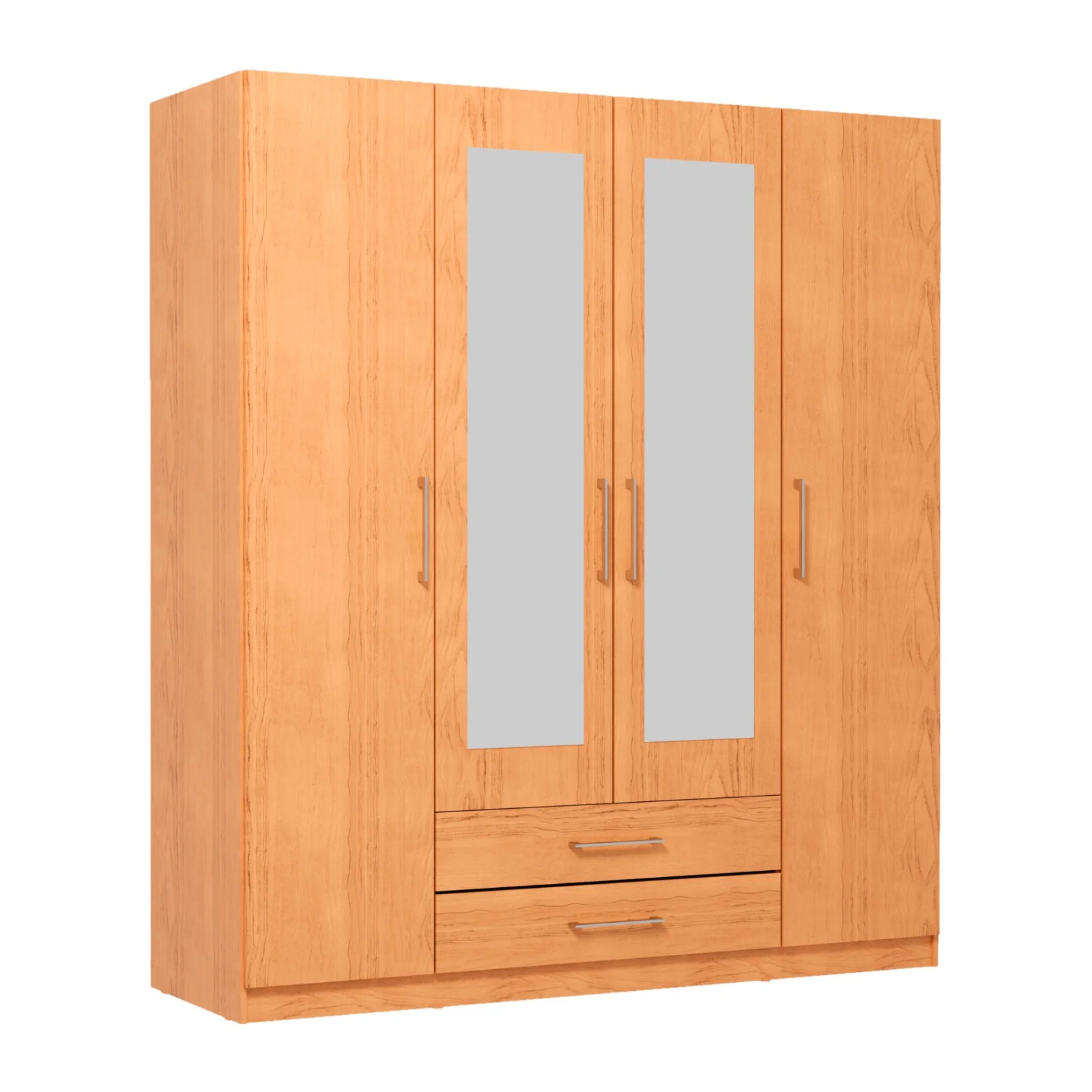 Roupeiro EKO II de 4 Portas e 2 Gavetas — 160 cm de Arrumação com Espelho Integrado