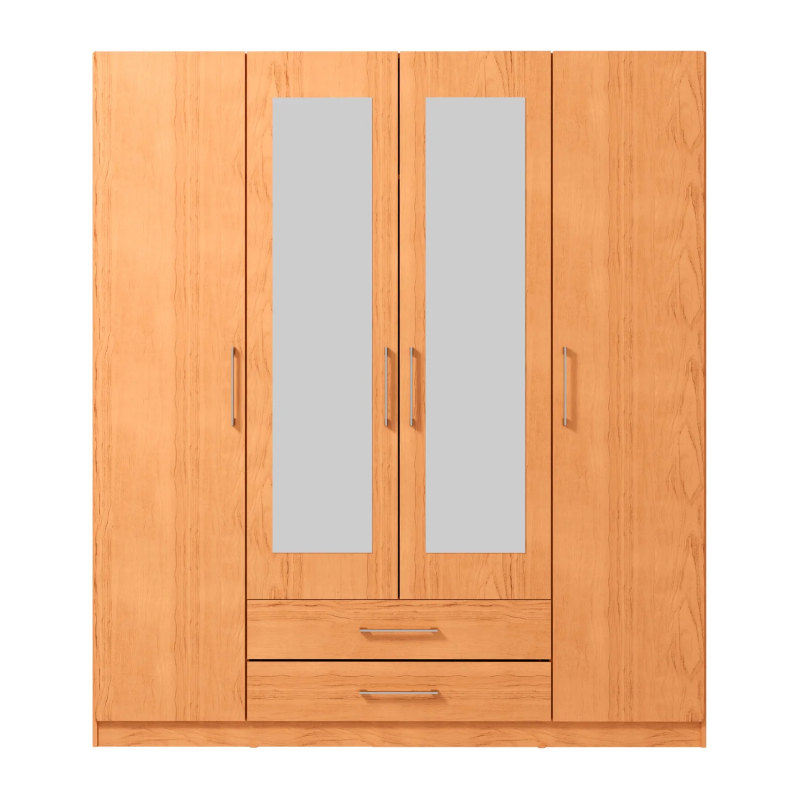 Roupeiro EKO II de 4 Portas e 2 Gavetas — 160 cm de Arrumação com Espelho Integrado