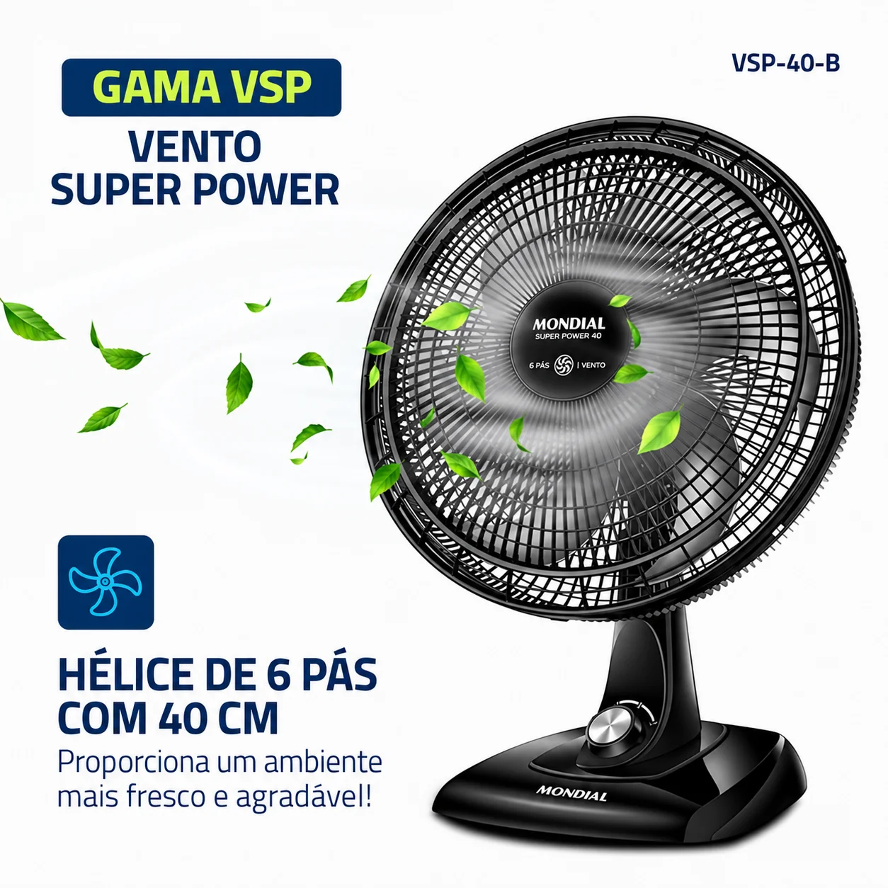 Ventoinha de Mesa MONDIAL Super Power-230 Volts / 40 cm , 3 Velocidades e Fluxo de Ar Potente