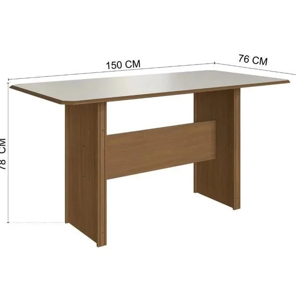 Conjunto de Sala de Jantar Atenas — Mesa de 150 cm com 6 Cadeiras Estofadas