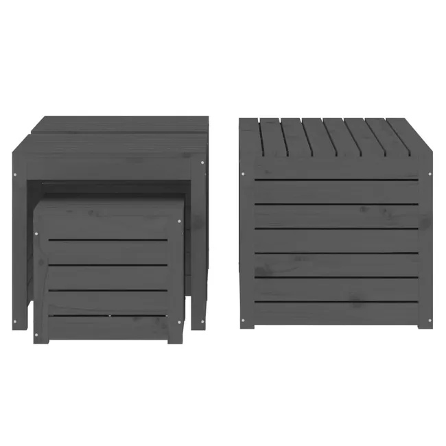 Conjunto de 4 caixas organizadoras para jardim, madeira de pinho maciça, cinza - COMFORTXL